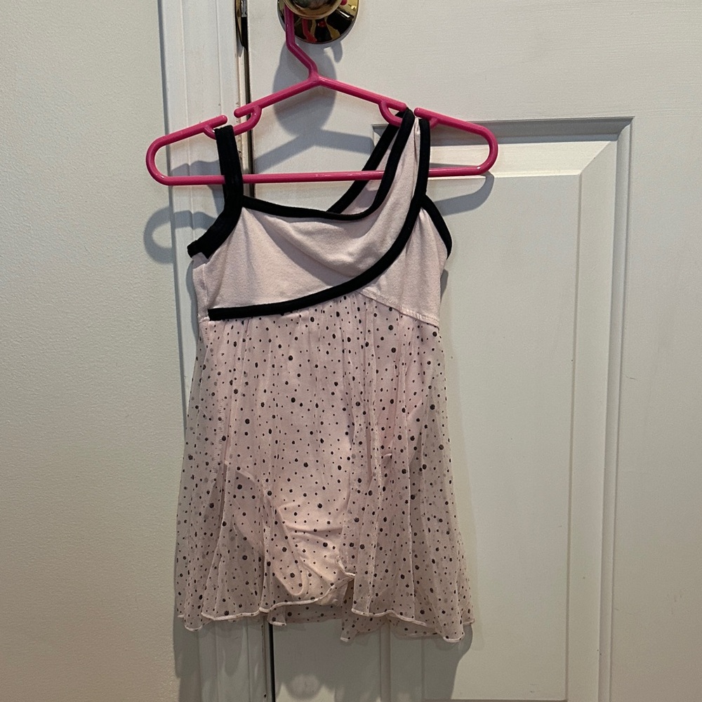 Danskin White and Black Polka Dot dance outfit